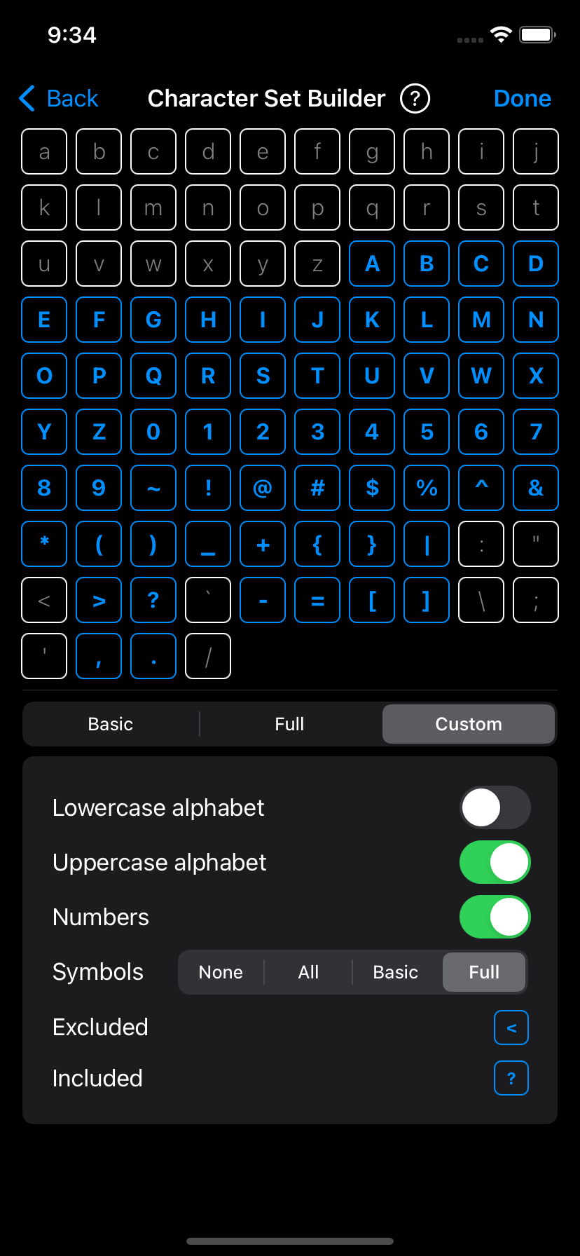 Character Set Builder